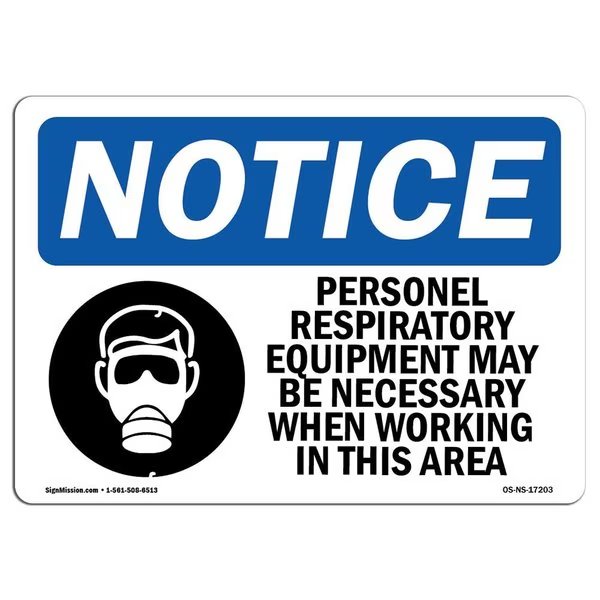 OSHA Sign, Personal Respiratory Equipment With Symbol, 14in X 10in Aluminum, 14
